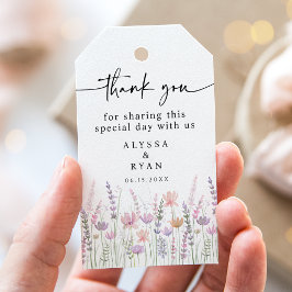 Zachte Pastel Bloemen Wilde Bloem Bruiloft Cadeaulabel
