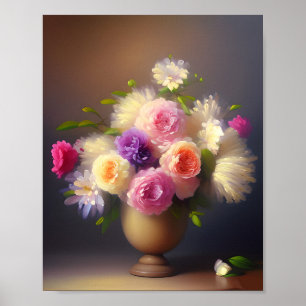 Zachte pastel bloemenboeket poster