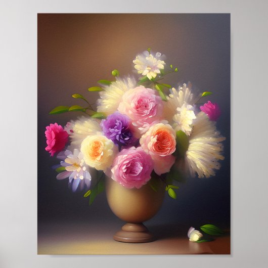 Zachte pastel bloemenboeket poster (Voorkant)