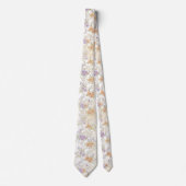 Zachte Pastel Bloemendecor Lavendel & Perzik Stropdas (Voorkant)