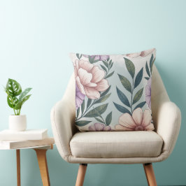 Zachte Pastel Bloemendessin Kussen