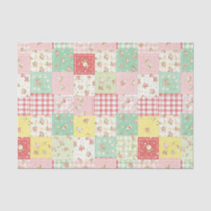 Zachte Pastel Bloemenpatchwork Ginghamruit Tissuepapier