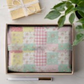 Zachte Pastel Bloemenpatchwork Ginghamruit Tissuepapier (Geschenk)