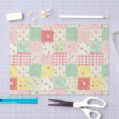 Zachte Pastel Bloemenpatchwork Ginghamruit Tissuepapier (Craft)