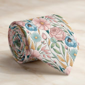 Zachte pastel bloemenprint stropdas