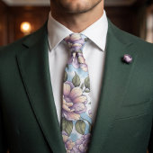 Zachte pastel bloemenprint stropdas