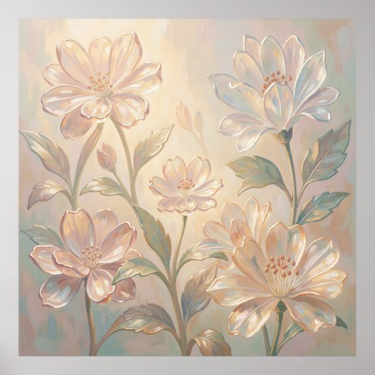 Zachte Pastel Bloemenschildering in Bloei Poster (Voorkant)