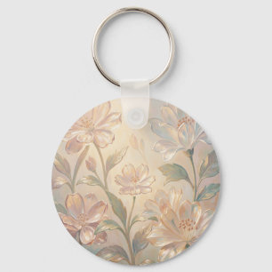 Zachte Pastel Bloemenschildering in Bloei Sleutelhanger