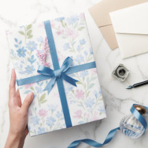 Zachte Pastel Bloemige Kerst Inpakpapier