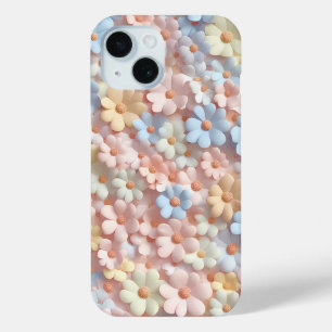 Zachte Pastel Bloemige Madelief Hoesje met 3D Bloe