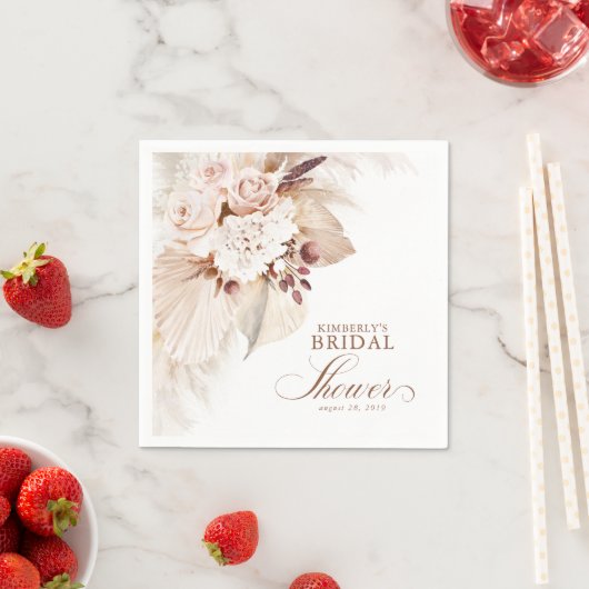 Zachte Pastel Bloemige Pampas Gras Bruidsdouche Servet (Insitu)