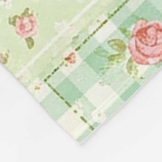 Zachte Pastel Bloemige Patchwork Ginghamruit Fleece Deken (Hoek)