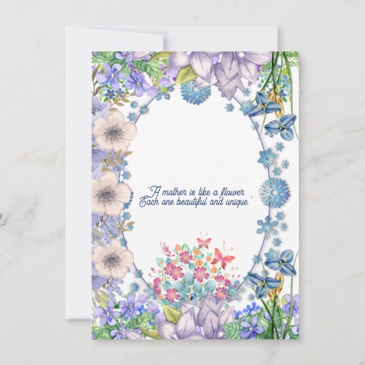 Zachte Pastel Blue Blooms Florence Party Kaart (Achterkant)