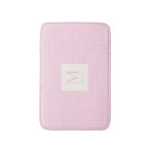 Zachte Pastel Blush Baby Roze en Witte Geruite Badmat (Voorkant Verticaal)