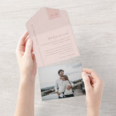 Zachte Pastel Blush Dusky Roze Bruiloft Dank u All In One Uitnodiging (Afscheurbaar)