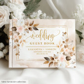 Zachte Pastel Blush Ivoor Goud Boho Fall Wedding Gastenboek