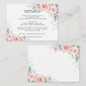 Zachte Pastel Blush Roze Bloemen Bruiloft Details  Informatiekaartje (Voorkant / Achterkant)
