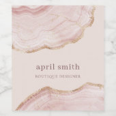 Zachte Pastel Blush Roze Gouden Agaat Marmer Text Wijn Etiket (Enkel label)