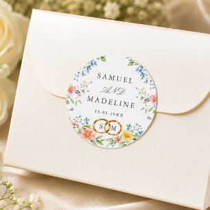 Zachte Pastel Blush Waterverf Wilde Bloem Floral Ronde Sticker