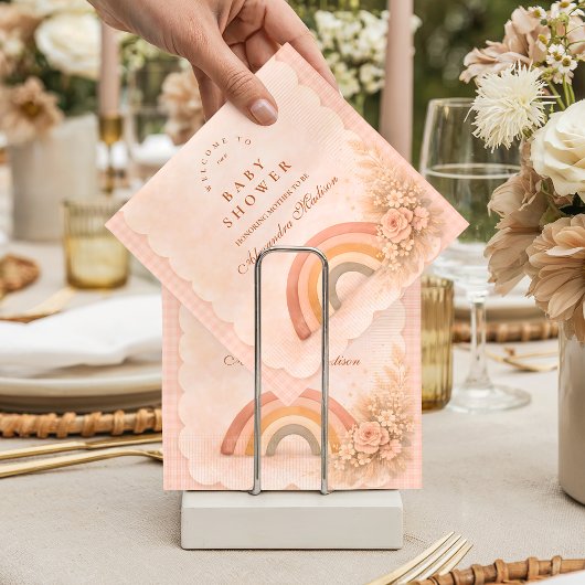 Zachte Pastel Boho Regenboog Baby Shower Servet