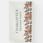 Zachte Pastel Bos Dieren Voor Kinderen Verjaardag Spandoek (Verticaal)