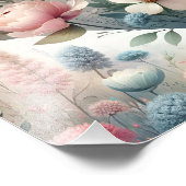 Zachte Pastel Botanische Bloemrijke Weide Foto Afdruk (Hoek)