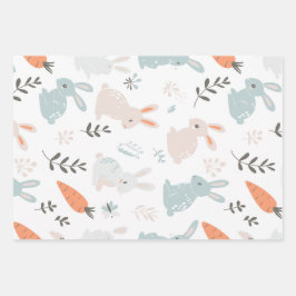 Zachte Pastel Bunny & Carrot Spring Garden set van Inpakpapier Vel