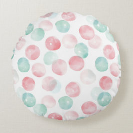 Zachte Pastel Charme in Roze, Groen & Blauw Rond Kussen