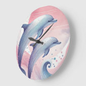 zachte pastel dolfijnen grote klok (Hoek)