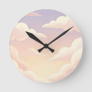 Zachte Pastel Dromerige Wolken Lavendel Roze Lucht Ronde Klok