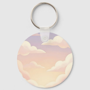 Zachte Pastel Dromerige Wolken Lavendel Roze Lucht Sleutelhanger