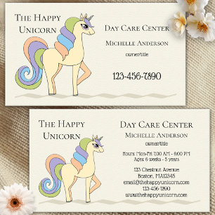 Zachte Pastel Eenhoorn Kinderopvang Business Card Visitekaartje