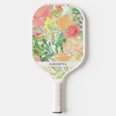 Zachte pastel en aardse tonen, bloementuin pickleball paddle (Achterkant)