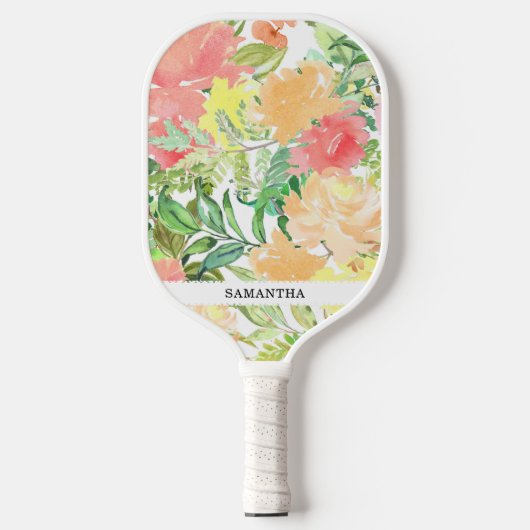 Zachte pastel en aardse tonen, bloementuin pickleball paddle (Voorkant)
