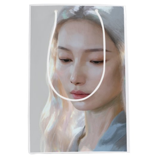 Zachte Pastel Esthetische Vrouw Fijne Kunst Medium Cadeauzakje (Voorkant)