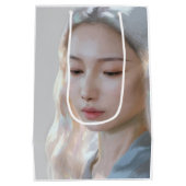 Zachte Pastel Esthetische Vrouw Fijne Kunst Medium Cadeauzakje (Achterkant)