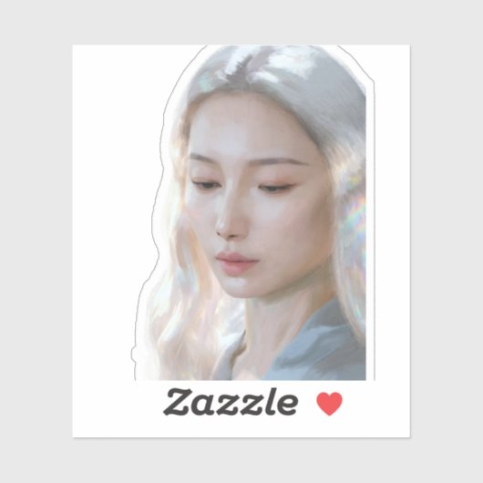 Zachte Pastel Esthetische Vrouw Fijne Kunst Sticker (Vel)