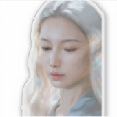 Zachte Pastel Esthetische Vrouw Fijne Kunst Sticker (Voorkant)