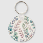 Zachte pastel eucalyptus verlaat postsleutel sleutelhanger (Achterkant)