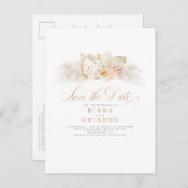 Zachte Pastel Flowers Pampas Grass sparen de Datum Aankondigingskaart (Voorkant / Achterkant)