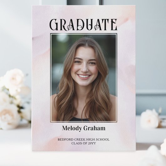 Zachte Pastel Foto Open Huis Afstuderen Kaart