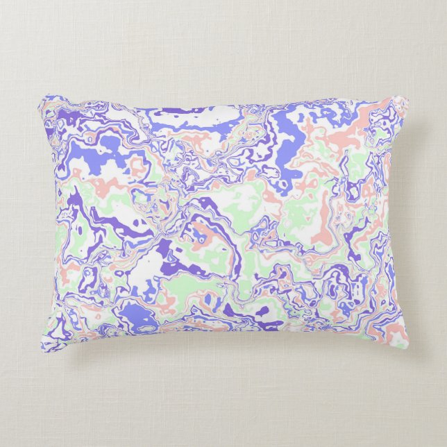 Zachte Pastel Funky Boho Retro Abstract Marmer Accent Kussen (Voorkant)