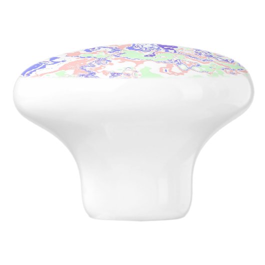 Zachte pastel Funky Boho Retro Abstract Marmer Keramische Knop (Zijkant)
