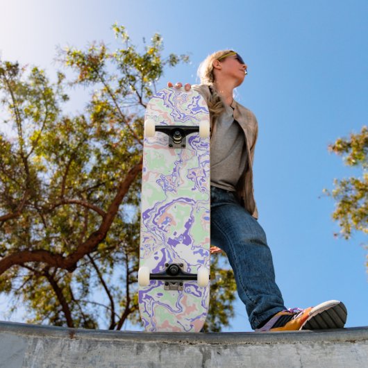 Zachte pastel Funky Boho Retro Abstract Marmer Persoonlijk Skateboard (Buiten 1)