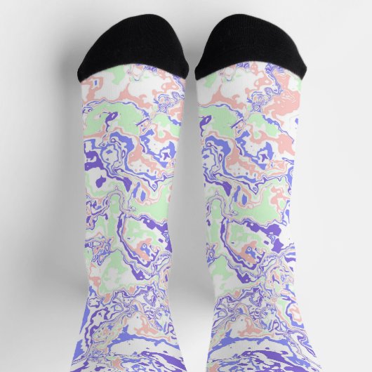 Zachte pastel Funky Boho Retro Abstract Marmer Sokken (Top)