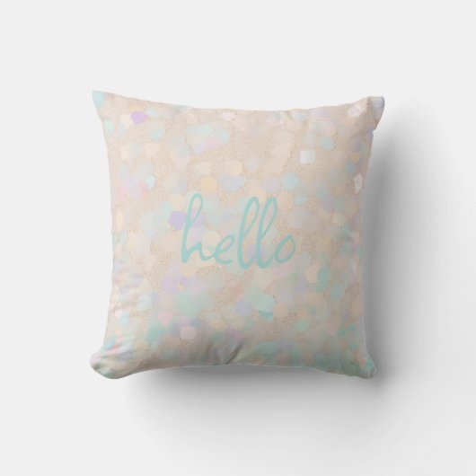 Zachte Pastel Glitter "hallo" Persoonlijk Kussen (Voorkant)