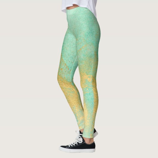 Zachte pastel gouden glitter All-Over-Print Leggin Leggings (Links)
