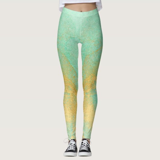 Zachte pastel gouden glitter All-Over-Print Leggin Leggings (Voorkant)