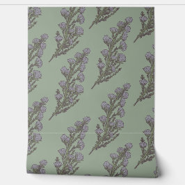 Zachte Pastel Groen & Lavendel Botanische Bloemen Behang