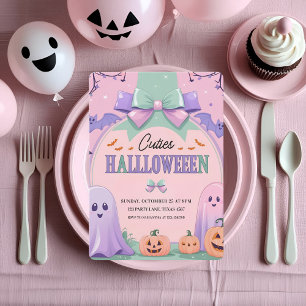 Zachte Pastel Halloween Feestje   Kinderen Geesten Feestdagenkaart